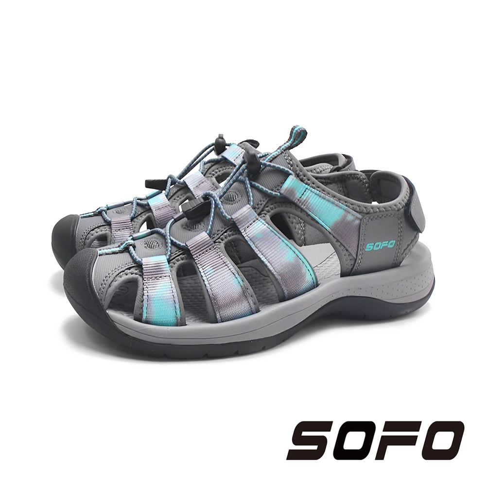 SOFO(女)OUTDOOR水陸溯溪快速扣護趾運動涼鞋 女鞋-灰綠