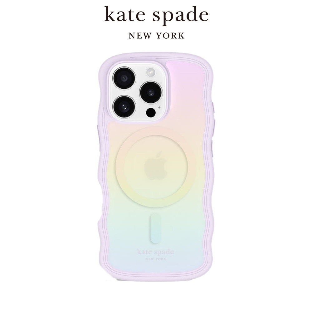 【kate spade】iPhone 16系列 Magsafe 精品磁吸防摔波浪殼 粉彩紫 手機殼