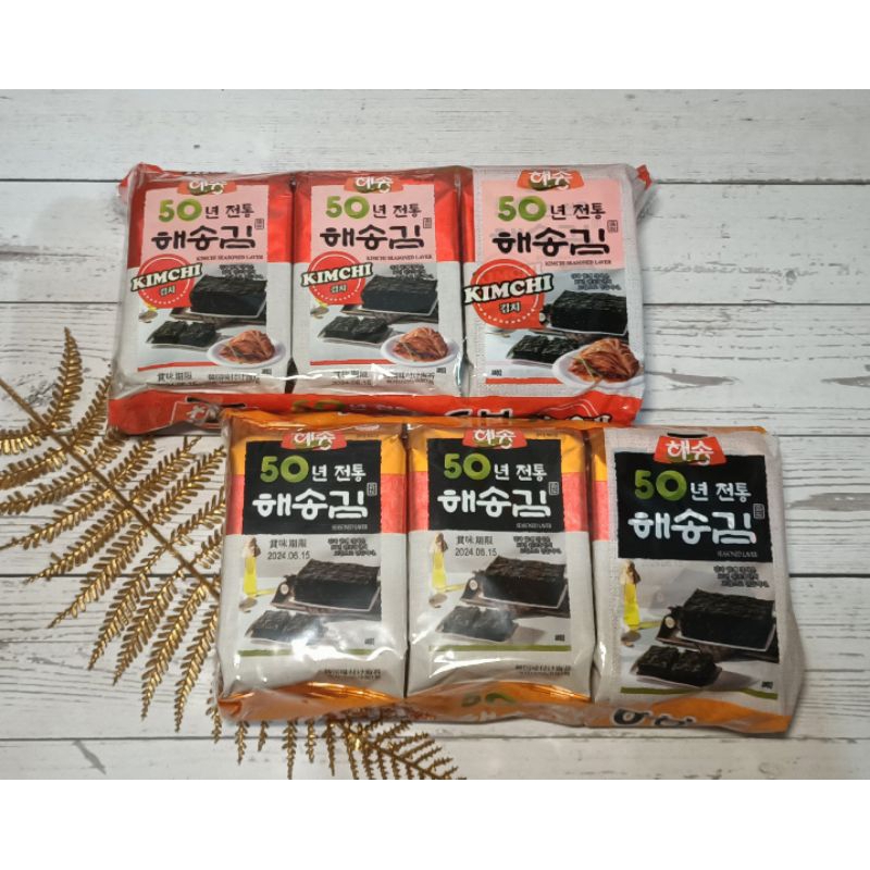 ✓只有零食✓‼️現貨不用等 海松 🍙 韓式海苔 (麻油/泡菜) 6 入 韓國海苔