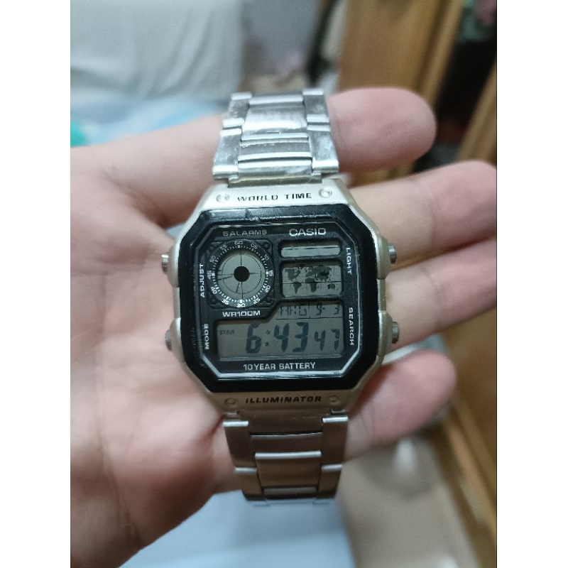 二手 Casio 卡西歐 電子錶 銀色  防水 AE1200