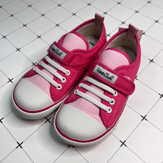 ［出清品］《布布童鞋》百搭時尚粉色條紋兒童帆布休閒鞋(19公分)