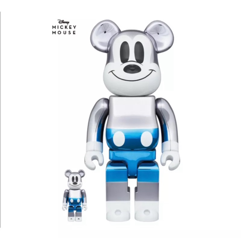 Be@rbrick 藤原浩 迪士尼 米奇電鍍藍 fragment mickey 400%+100%