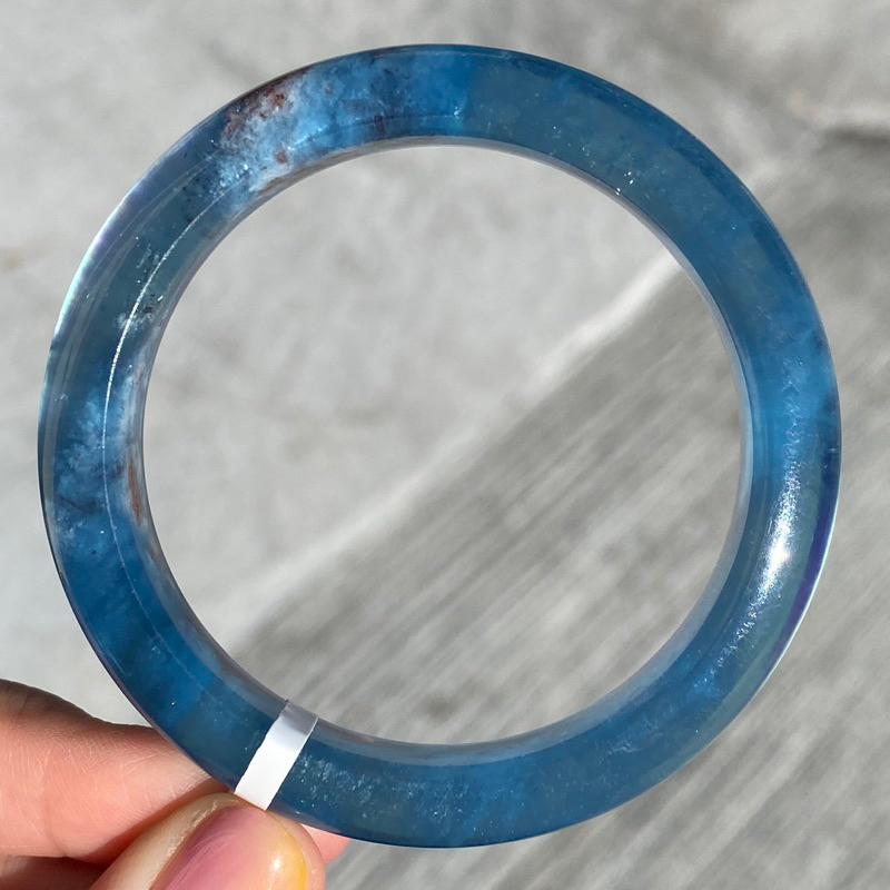 高品島嶼共生魔鬼藍海藍寶手鐲平安鐲正圈，圈口50.5，寬10.8，厚7.7