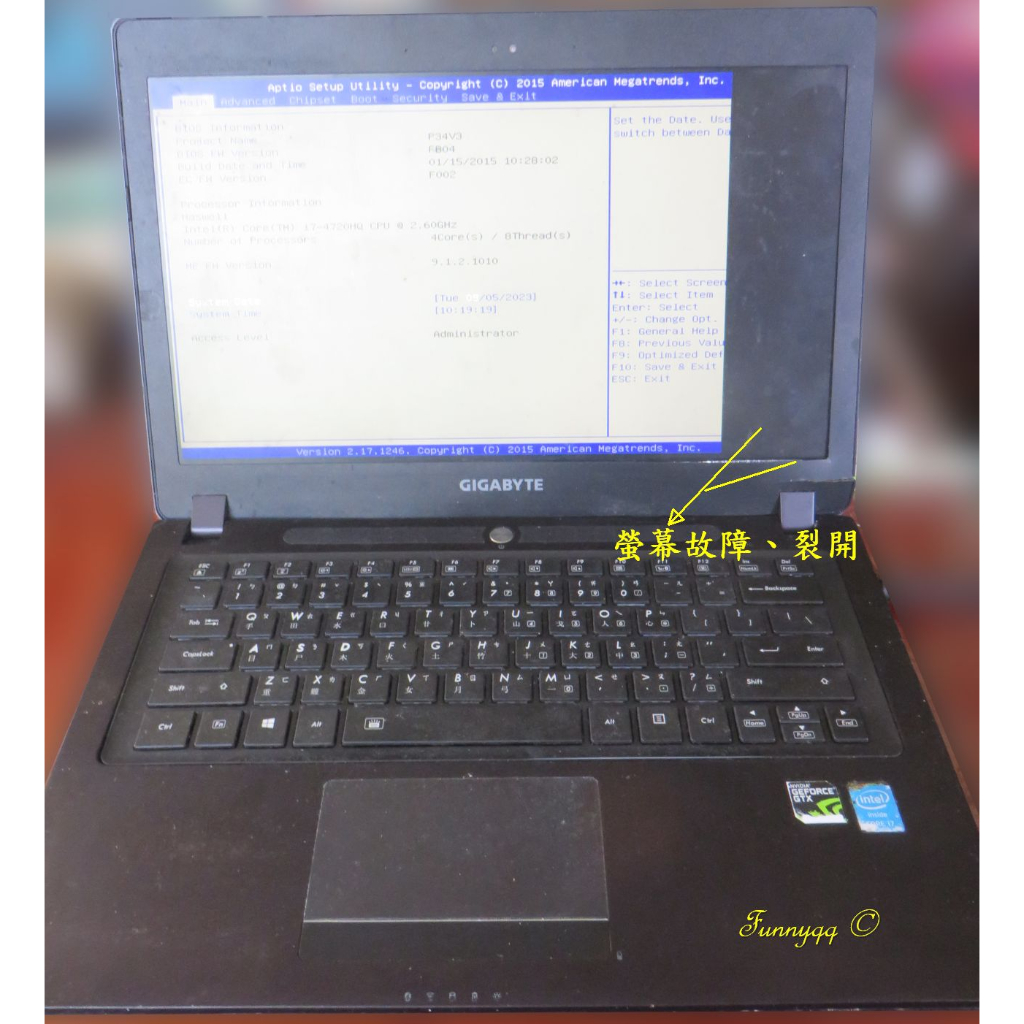 Gigabyte P34V3 筆記型電腦 (I7  4720HQ) {零件機}