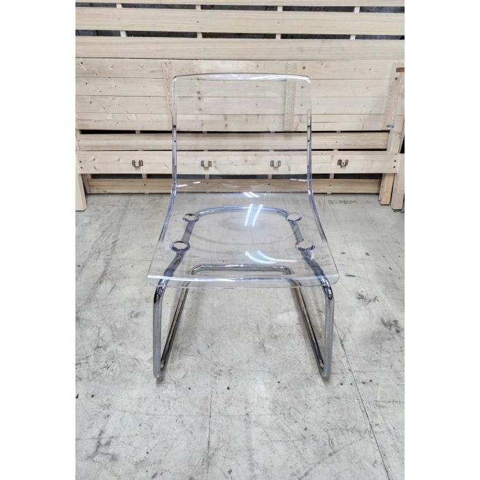 永達二手傢俱生活館/IKEA TOBIAS 餐椅/透明餐椅/簡易餐椅/透明椅/鍍鉻餐椅