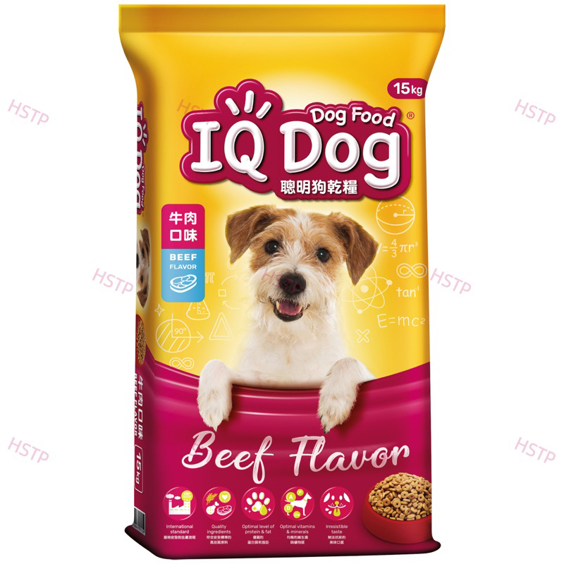 IQ Dog聰明狗乾糧-牛肉口味（15Kg / 包）IQ聰明狗飼料15公斤