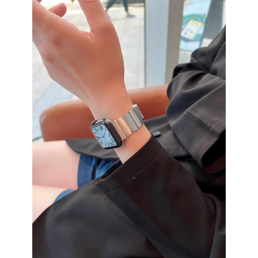 新款 高質感 磁吸錶帶 適用 Apple Watch S8 Ultra 不銹鋼錶帶 實心鋼材 S7 SE S5 蘋果錶帶