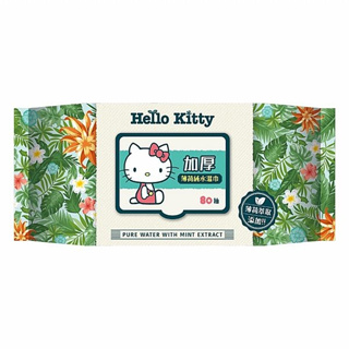 Hello Kitty 加厚薄荷純水柔濕巾 3D壓花款(加蓋80抽x1包)【小三美日】 DS016821