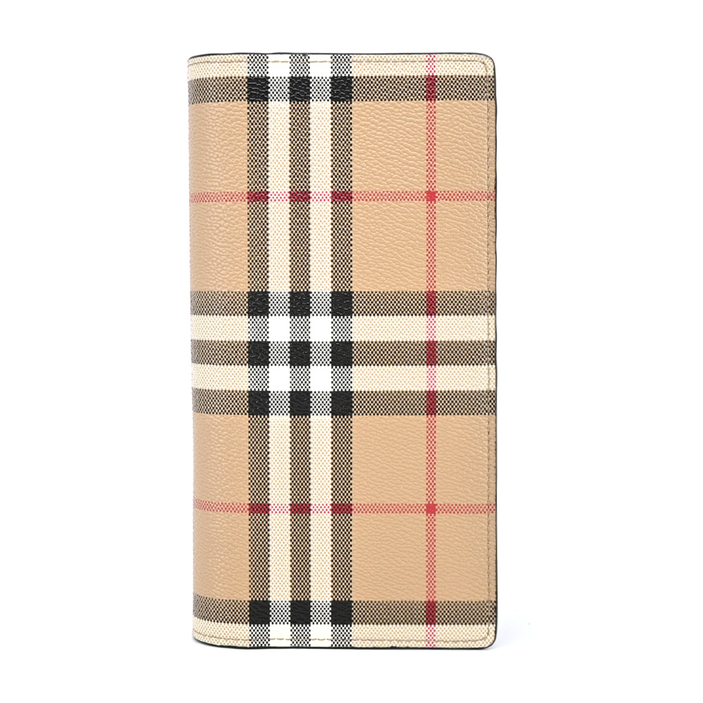 BURBERRY Vintage check 經典格紋對開長夾(卡其)｜100%原廠真品｜JS Maxx官方旗艦館