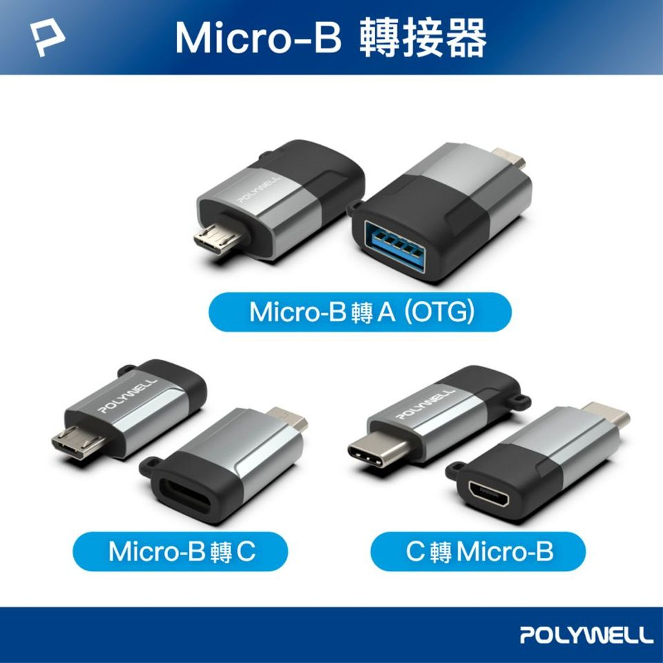 含稅台灣發貨】USB Micro-B鋁合金轉接頭 USB-A Type-C 轉接器 OTG轉換器 3A