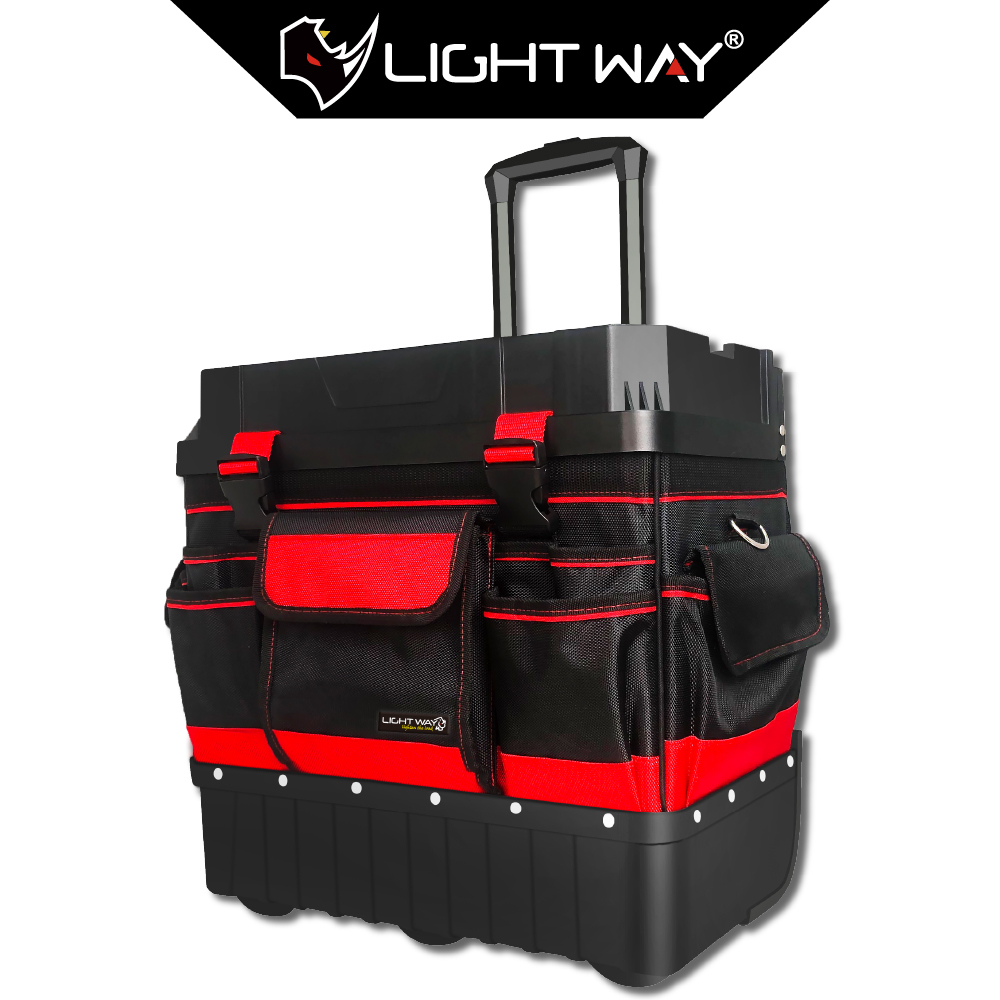 39五金小舖 LIGHT WAY 錸崴 拉桿工具箱(紅) ｜有蓋式側袋【0601C002-1R】