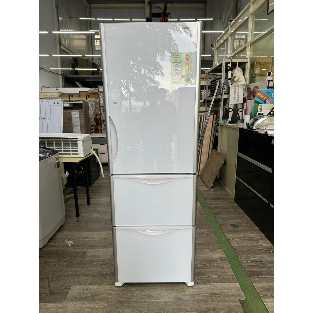 吉田二手傢俱❤HITACHI日立394L三門變頻冰箱 一級能效 家庭 自動製冰 辦公室 琉璃白 R-G41B
