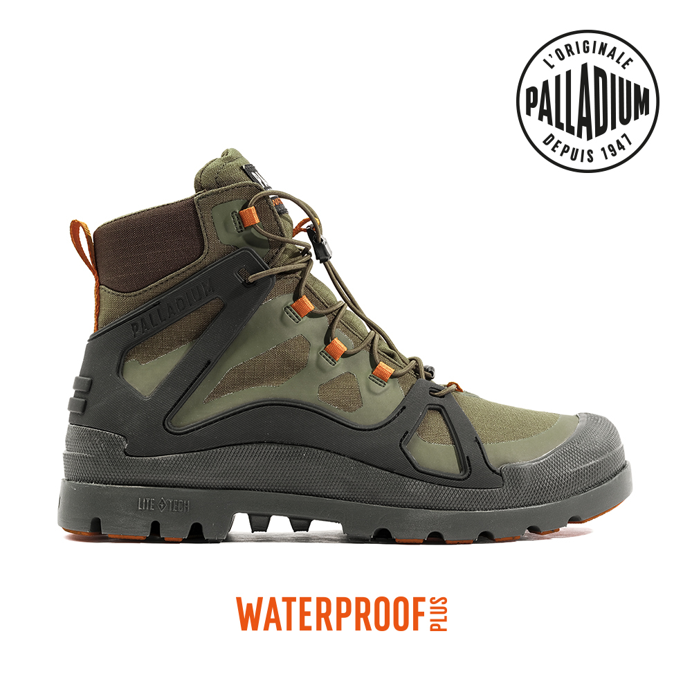 PALLADIUM PAMPA LITE+ CAGE WP+快穿輕量防水靴-男-墨綠