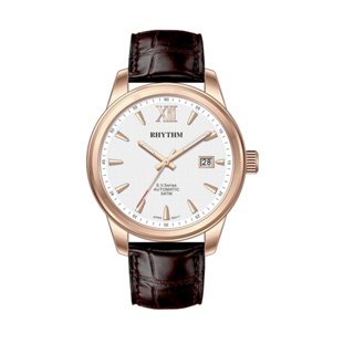 【WANgT】RHYTHM 麗聲 簡約時尚高級紳士日期顯示皮革自動機械錶-AV1503L