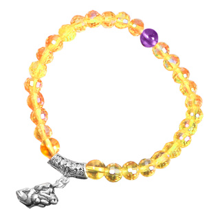 【A1寶石】黃水晶紫水晶手鍊 強力招財旺貴人運 純銀貔貅款