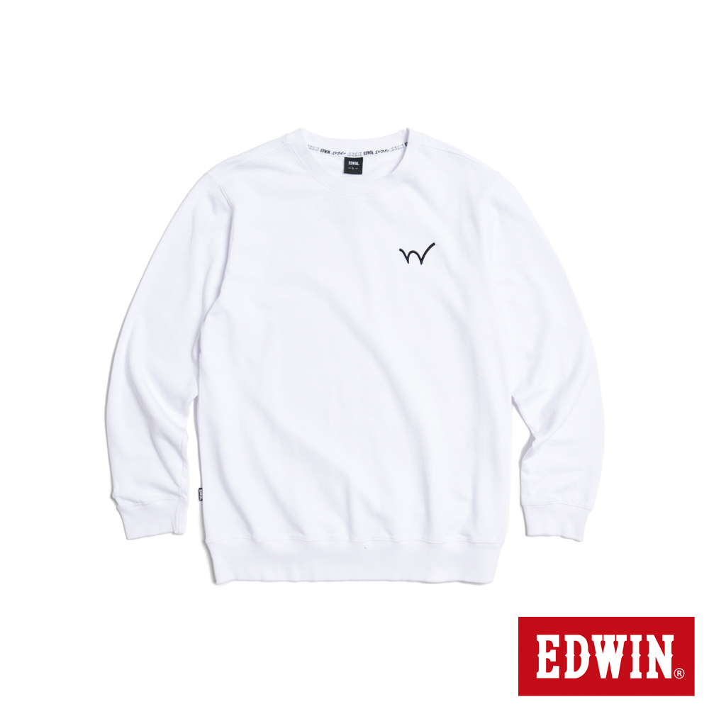 EDWIN 經典小W繡厚長袖T恤(白色)-男款