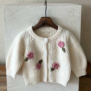 【A091502】韓國THE LALA秋季新款-玫瑰花針織親子外套