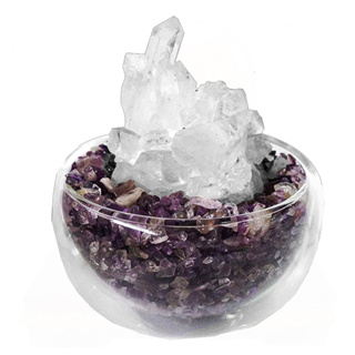 【A1寶石】招財轉運白水晶簇 紫水晶聚寶盆