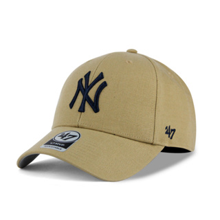 【47 brand】MLB NY 紐約 洋基 奶茶色 黑字 魔鬼氈 硬板 老帽 棒球帽 穿【ANGEL NEW ERA】