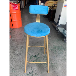【全國二手傢具】*樣品屋*北歐藍色天鵝絨金屬吧檯椅 二手傢俱/吧檯椅/高腳椅/靠背搞腳椅/休閒咖啡椅/餐椅/二手吧檯椅