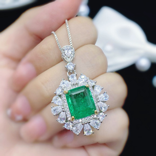 現貨 5克拉 綠水晶 綠寶石 低調奢華 頂極鋯石 S925銀 項鏈 項鍊1926