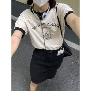 復古/好朋友/印花/滾邊/撞色/可愛/短袖上衣/短袖T恤/學生必買/日系/OOTD 基本款 二手
