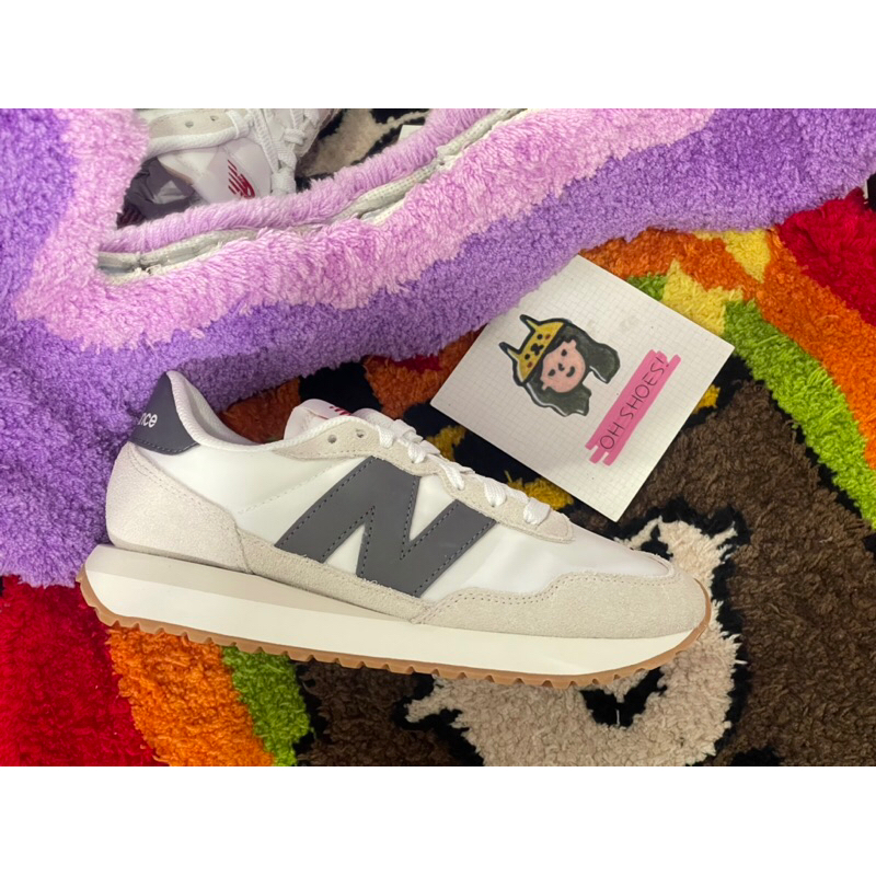 OH SHOSE 👟new balance 237 男女 款 情侶 灰 白 增高 休閒鞋 麂皮 MS237CT