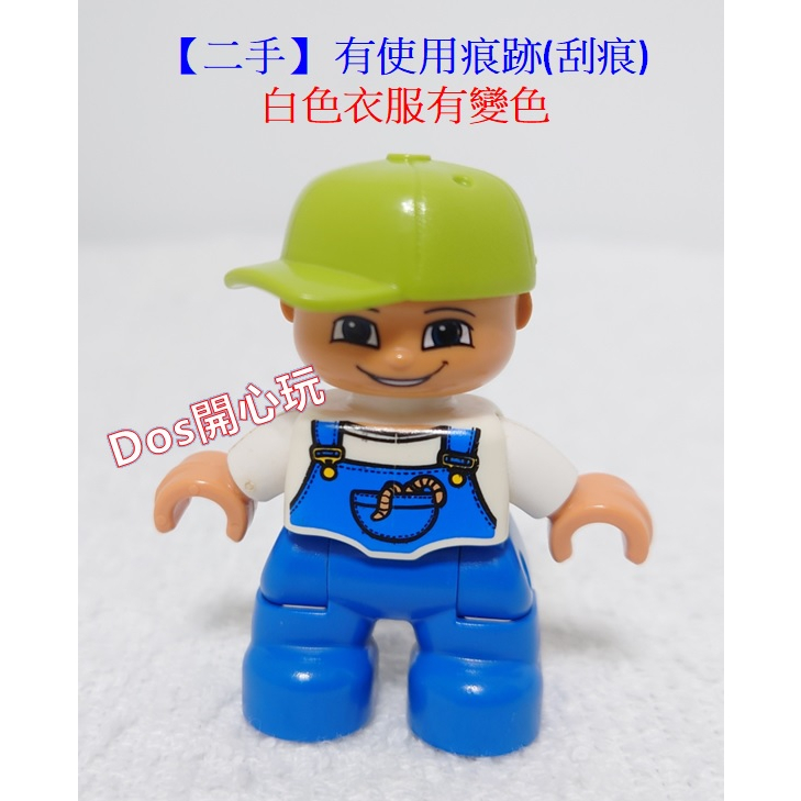 【Duplo 得寶】(二手) 人偶 淺綠色帽子藍色吊帶褲開口笑小男孩 小朋友 兒童，LEGO 大顆粒