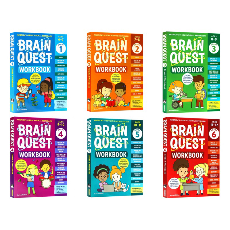 現貨+預購-Brain Quest Workbook Grade 1-6大腦任務練習冊6冊 美國小學生全科 少兒智力開發