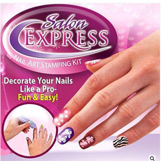 Salon Express指甲彩繪印花機器美甲組,印章 + 刀刮 + 模片5塊 + 固定底座,清倉價59元