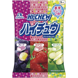 【森永製菓：日本直郵】日本人氣零食 ハイチュウ Hi-Chew 嗨啾mini夾心水果軟糖 3口味6小袋裝