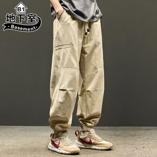 地下室B1-長褲 美式復古抽繩縮口褲 工裝褲 男裝 運動褲 寬鬆 工作褲【NL653245】