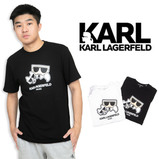 衝評 KARL 卡爾與貓 拉格斐 LAGERFELD 男生老佛爺 純棉 圓領 LOGO短T T恤 #9606