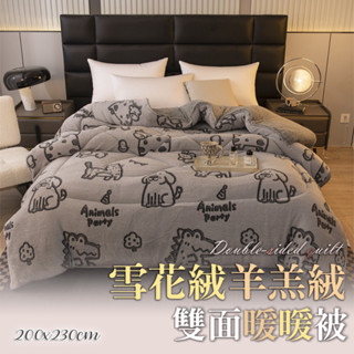 臺灣出貨 ❤️法蘭絨羊羔雪花絨雙面 暖暖被200x230CM 冬季必備 保暖 舒適 法蘭絨被 羊羔絨 保暖棉被 冬被
