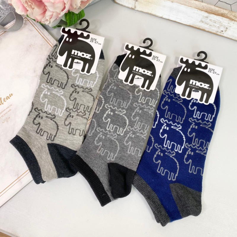 [現貨🇯🇵🔜] 男士 MOZ 北歐 麋鹿線條 休閒短襪 日本進口 男生 襪子 男襪 麋鹿牌 船型襪 短襪