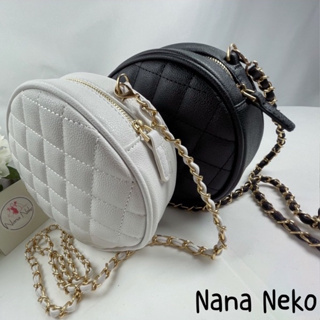 【Nana Neko🐾】菱格小香風鏈條圓餅包 斜背包 肩背包 側背包 百搭包