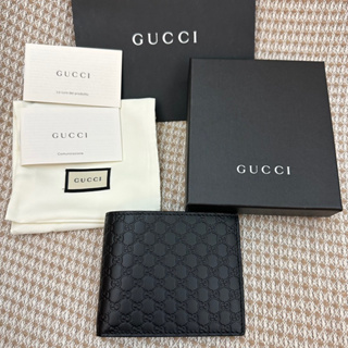 全新 Gucci 古馳 8卡 GG logo 牛皮 壓紋 黑色 男用 基本款 短夾 皮夾 信用卡夾 保證真品 正品 薄型