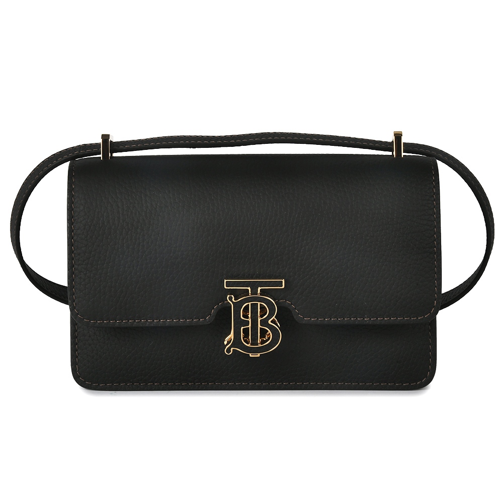 BURBERRY TB Frances粒紋牛皮迷你肩背包 斜背包(黑色)083818｜GoBrand購名牌