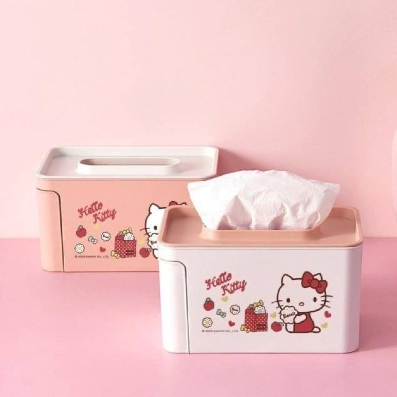 正版授權 三麗鷗 HELLO KITTY 凱蒂貓 面紙收納盒 面紙盒 收納盒 塑膠盒 卡通盒 置物盒 衛生紙盒