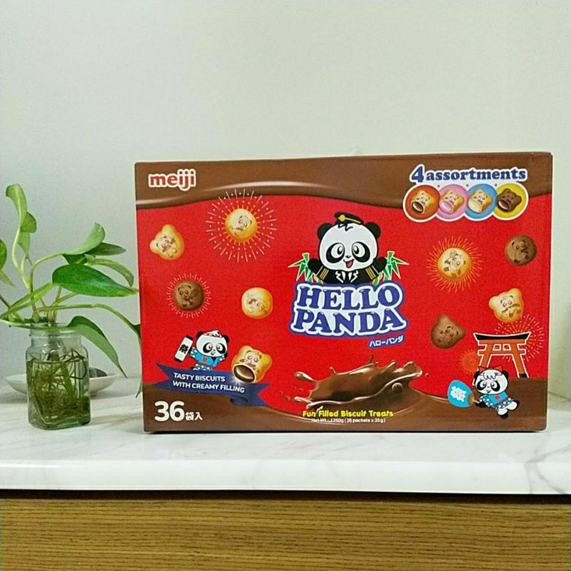 用券免運 36包 明治貓熊夾心餅乾 meiji hello panda 巧克力 草莓 牛奶 雙層巧克力 熊貓餅乾