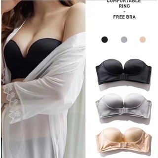 臺灣現貨電子發票 低胸爆乳 無肩帶內衣 防滑 集中 聚攏 無鋼圈 小胸 加厚胸墊 前扣 調整型 隱形內衣 防滑膠 平口
