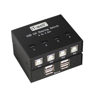 SAFEHOME 手動 4對4 USB切換器，可延長至 10公尺，輕鬆分享印表機/隨身碟等 USB裝置 SDU404