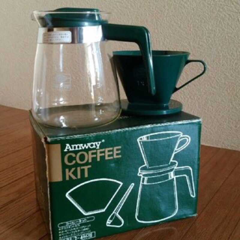 NG少配件 日本製Amway Coffee Kit手沖咖啡壺組(0.7L）咖啡濾杯  玻璃咖啡壺