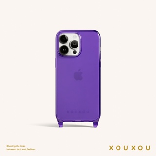 XOUXOU / CLEAR 掛繩款手機殼-亮紫色Purple Clear 【iPhone 14系列】