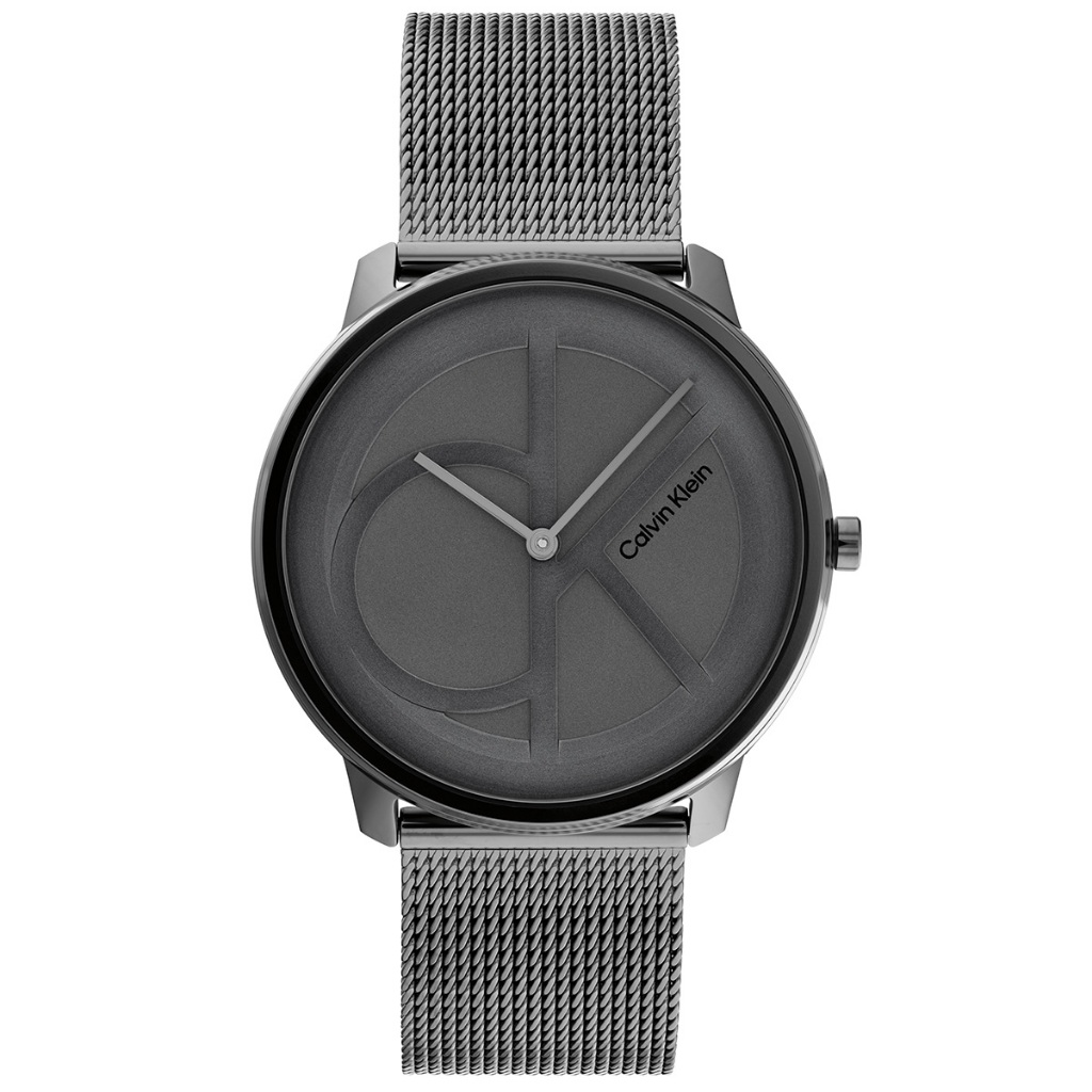 Calvin Klein CK 黑灰簡約大LOGO米蘭帶腕錶 40MM ( CK25200030 )