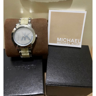 Michael Kors/MK大Logo鏡面/琥珀不銹鋼錶帶腕錶/生日禮物/聖誕禮物/交換禮物