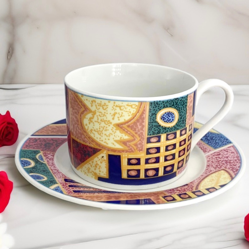 (全新現貨) I.R POLO 泰國製造 幾何花紋圖案下午茶杯 陶瓷馬克杯 單耳杯 熱飲杯 水杯 杯子 北歐風 咖啡杯