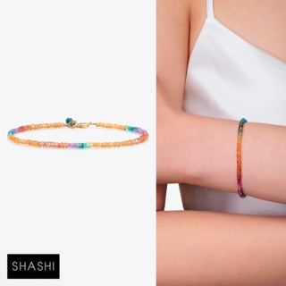 SHASHI 紐約品牌 Natasha 天然彩寶手鍊 微顆粒款 粉橘碧璽X橙色碧璽手鍊