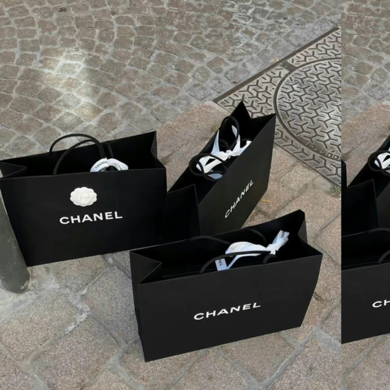 Chanel  香奈兒 專櫃 包材 山茶花 紙袋 緞帶 9.5成新 紙盒 包裝