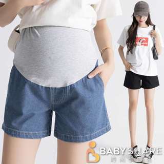 BabyShare時尚孕婦裝 可調節/ 闊腿牛仔短褲 M~3XL 短褲 孕婦褲 可調節 孕婦裝 (OCS001H2L)